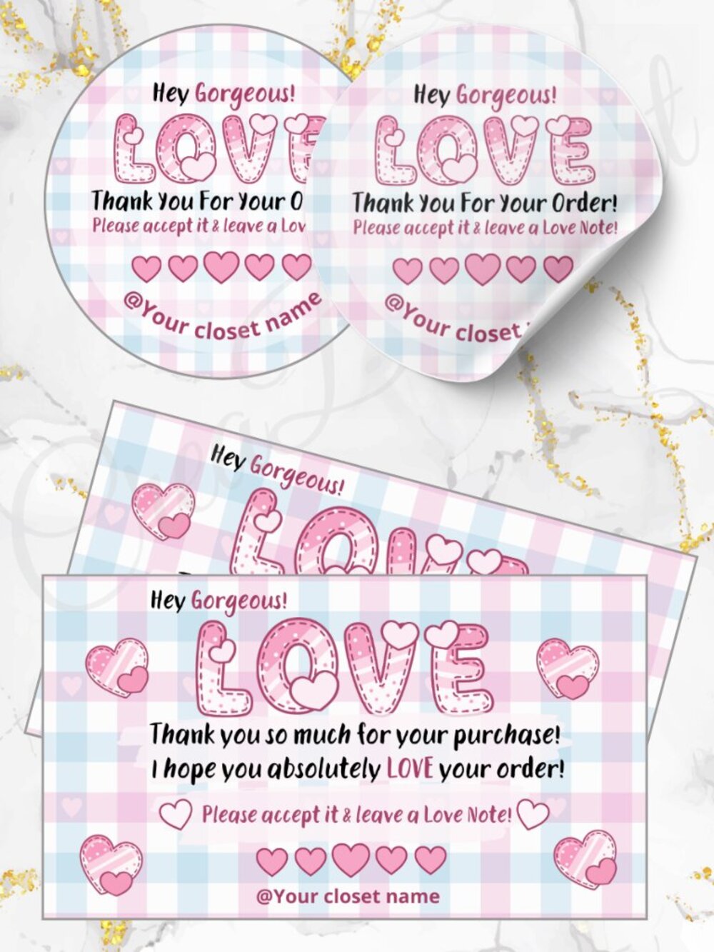 120 Pack Love Cute  Personalized Thank You Cards & Stickers